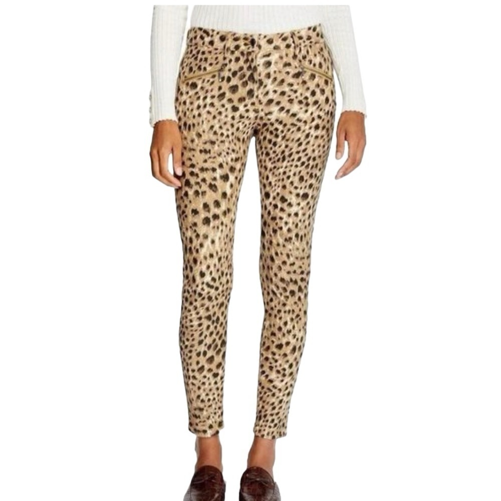 J. McLAUGHLIN Safari Baxter Zip Jeans Size 10 in Animal Leopard Print